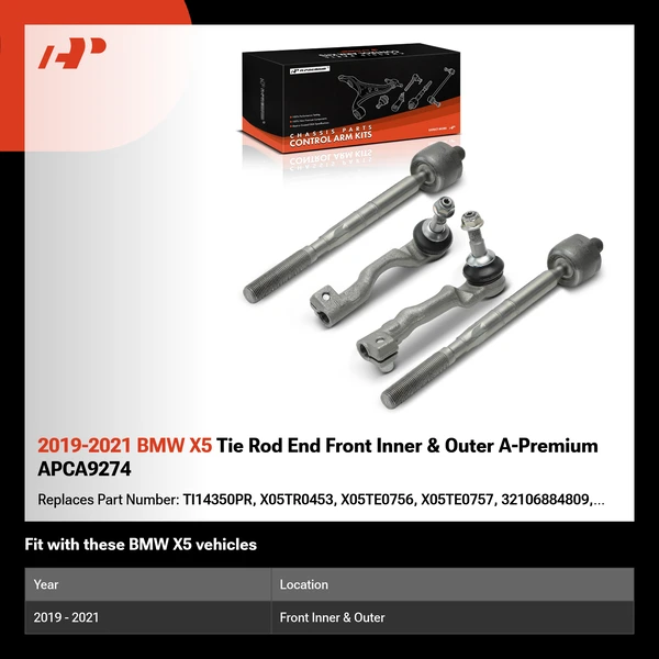 2019-2021 BMW X5 Tie Rod End Front Inner & Outer A-Premium APCA9274