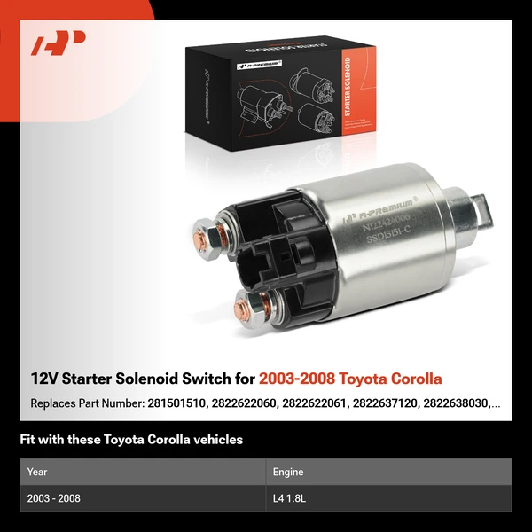12V Starter Solenoid Switch for 2003-2008 Toyota Corolla