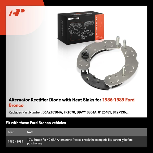 Alternator Rectifier Diode with Heat Sinks for 1986-1989 Ford Bronco