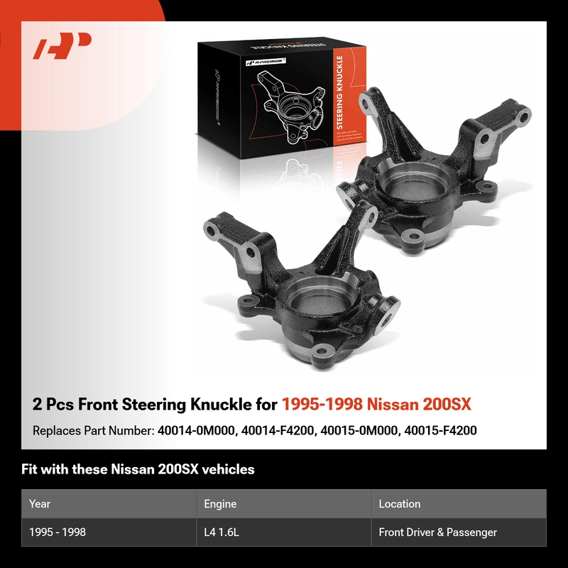 2 Pcs Front Steering Knuckle for 1995-1998 Nissan 200SX