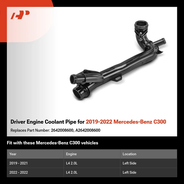 Driver Engine Coolant Pipe for 2019-2022 Mercedes-Benz C300