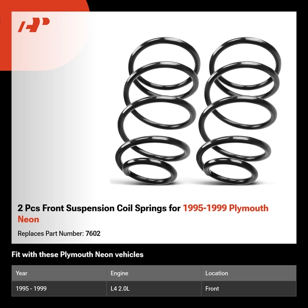 2 Pcs Front Suspension Coil Springs for 1995-1999 Plymouth Neon