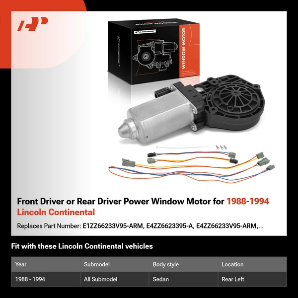 Front Driver or Rear Driver Power Window Motor for 1988-1994 Lincoln Continental
