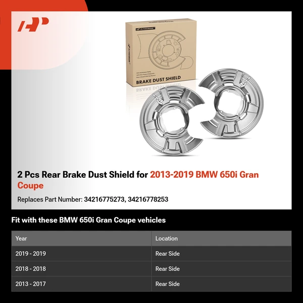 2 Pcs Rear Brake Dust Shield for 2013-2019 BMW 650i Gran Coupe