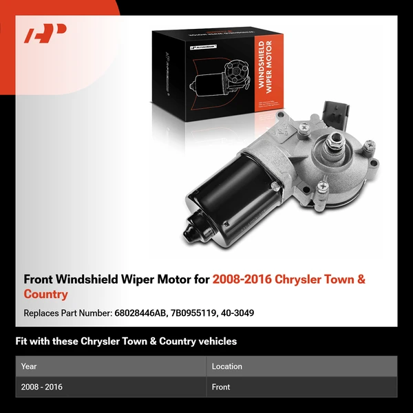 Front Windshield Wiper Motor for 2008-2016 Chrysler Town & Country