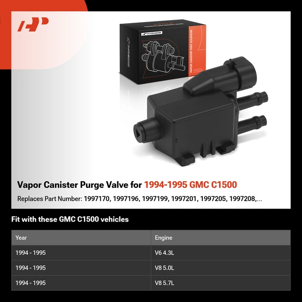Vapor Canister Purge Valve for 1994-1995 GMC C1500