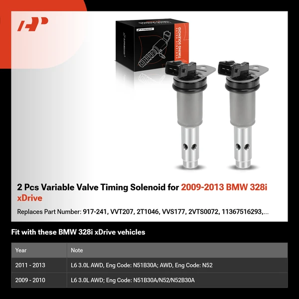 2 Pcs Variable Valve Timing Solenoid for 2009-2013 BMW 328i xDrive