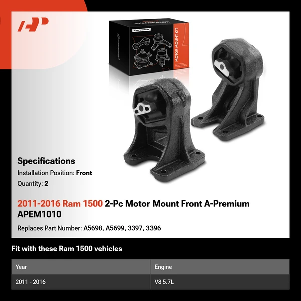 2011-2016 Ram 1500 2-Pc Motor Mount Front A-Premium APEM1010