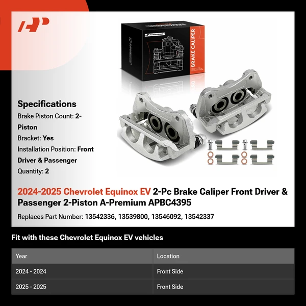 2024-2025 Chevrolet Equinox EV 2-Pc Brake Caliper Front Driver & Passenger 2-Piston A-Premium APBC4395
