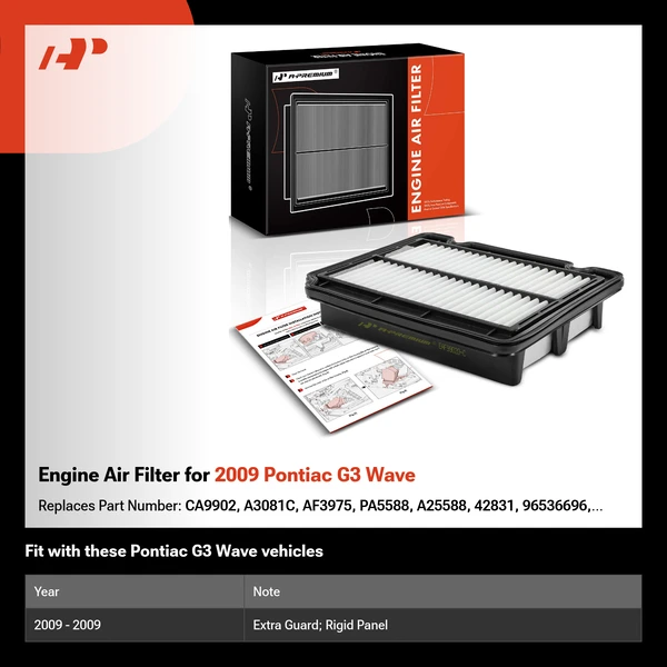 Engine Air Filter for 2009 Pontiac G3 Wave