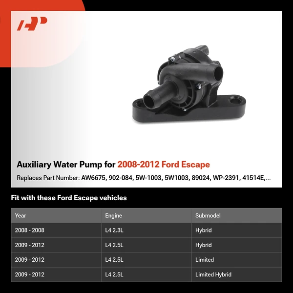 Auxiliary Water Pump for 2008-2012 Ford Escape