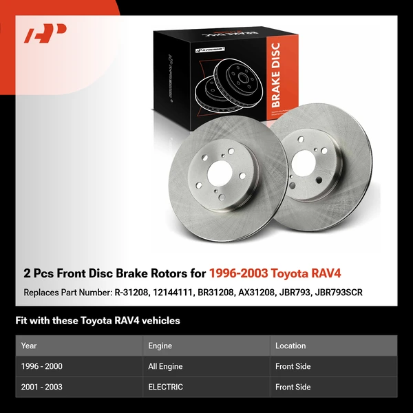 2 Pcs Front Disc Brake Rotors for 1996-2003 Toyota RAV4