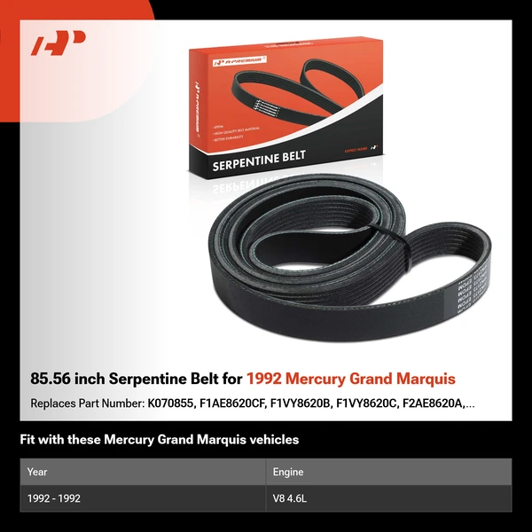85.56 inch Serpentine Belt for 1992 Mercury Grand Marquis