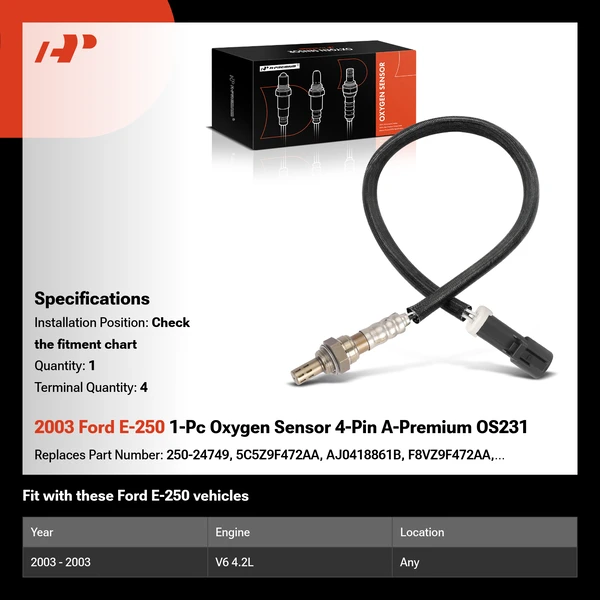 2003 Ford E-250 1-Pc Oxygen Sensor 4-Pin A-Premium OS231