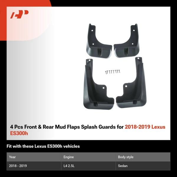 4 Pcs Front & Rear Mud Flaps Splash Guards for 2018-2019 Lexus ES300h