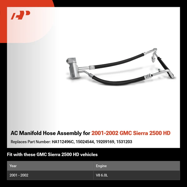 AC Manifold Hose Assembly for 2001-2002 GMC Sierra 2500 HD