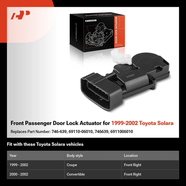 Front Passenger Door Lock Actuator for 1999-2002 Toyota Solara