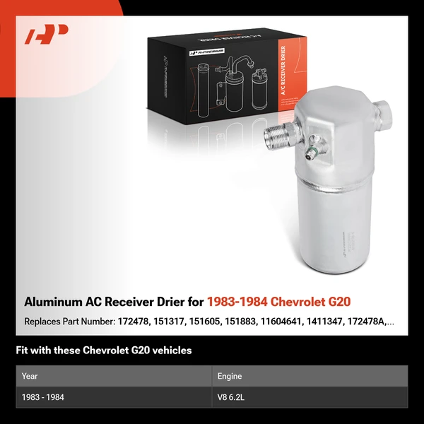 Aluminum AC Receiver Drier for 1983-1984 Chevrolet G20