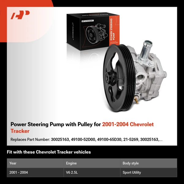 Power Steering Pump with Pulley for 2001-2004 Chevrolet Tracker