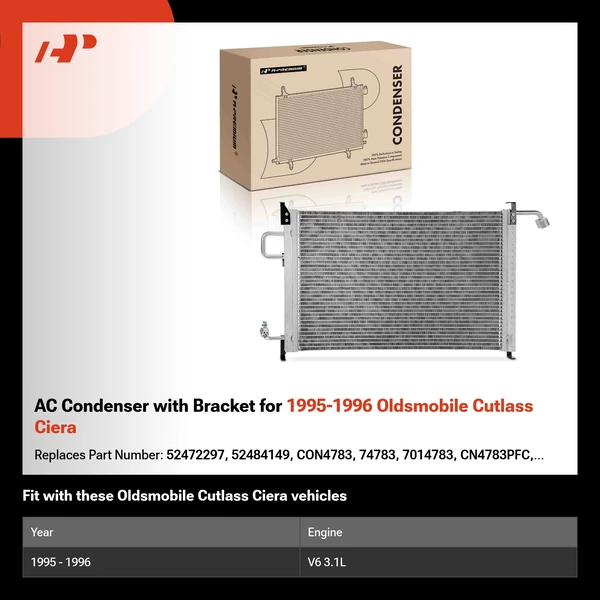 AC Condenser with Bracket for 1995-1996 Oldsmobile Cutlass Ciera