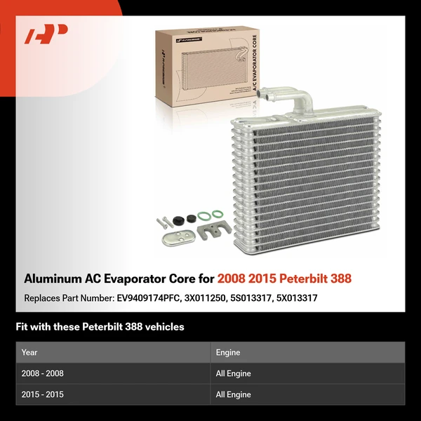 Aluminum AC Evaporator Core for 2008 2015 Peterbilt 388