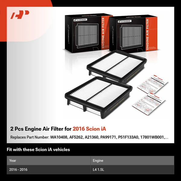 2 Pcs Engine Air Filter for 2016 Scion iA