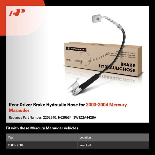 Rear Driver Brake Hydraulic Hose for 2003-2004 Mercury Marauder