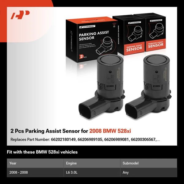2 Pcs Parking Assist Sensor for 2008 BMW 528xi