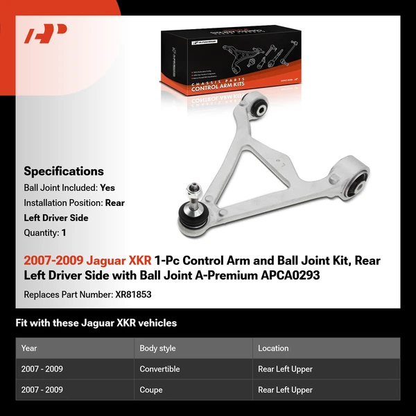 2007-2009 Jaguar XKR 1-Pc Control Arm and Ball Joint Kit, Rear Left Driver Side with Ball Joint A-Premium APCA0293