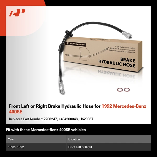 Front Left or Right Brake Hydraulic Hose for 1992 Mercedes-Benz 400SE