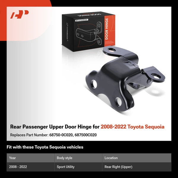 Rear Passenger Upper Door Hinge for 2008-2022 Toyota Sequoia