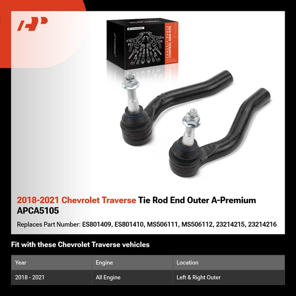 2018-2021 Chevrolet Traverse Tie Rod End Outer A-Premium APCA5105