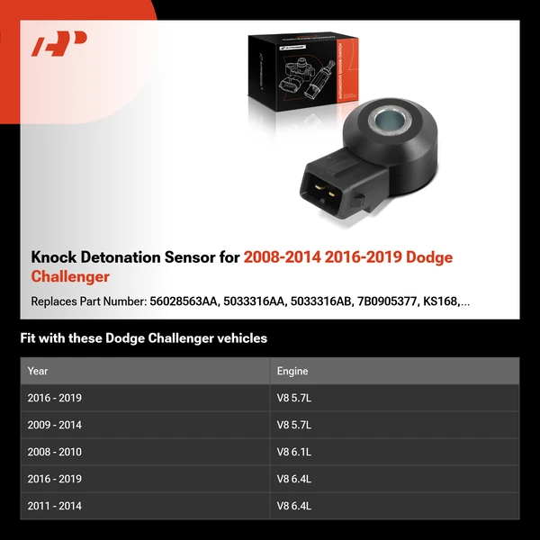 Knock Detonation Sensor for 2008-2014 2016-2019 Dodge Challenger
