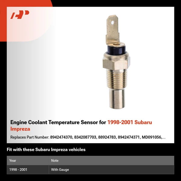 Engine Coolant Temperature Sensor for 1998-2001 Subaru Impreza
