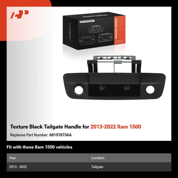 Texture Black Tailgate Handle for 2013-2022 Ram 1500