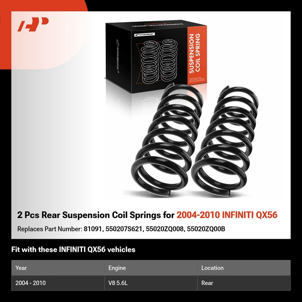 2 Pcs Rear Suspension Coil Springs for 2004-2010 INFINITI QX56