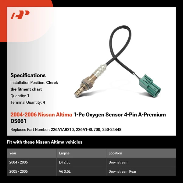 2004-2006 Nissan Altima 1-Pc Oxygen Sensor 4-Pin A-Premium OS061