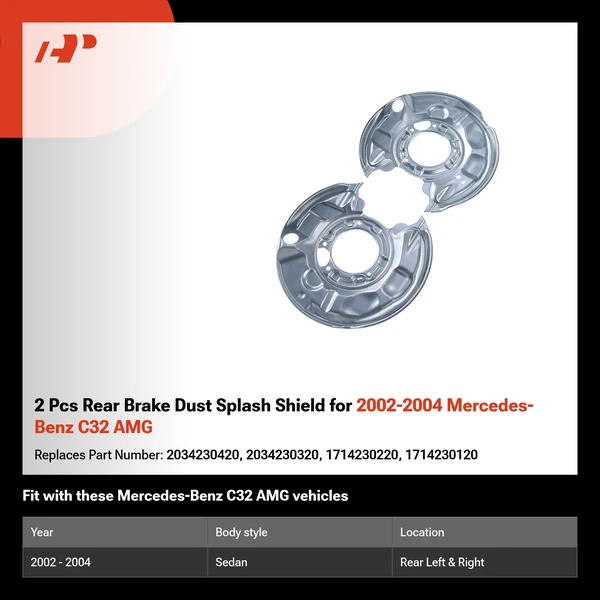 2 Pcs Rear Brake Dust Splash Shield for 2002-2004 Mercedes-Benz C32 AMG