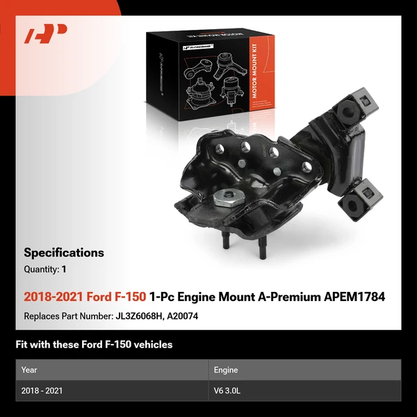 2018-2021 Ford F-150 1-Pc Engine Mount A-Premium APEM1784