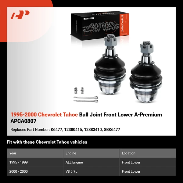 1995-2000 Chevrolet Tahoe Ball Joint Front Lower A-Premium APCA0807