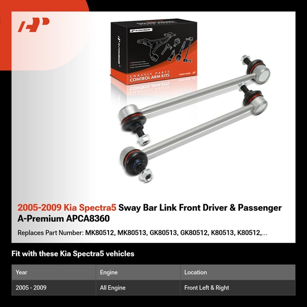 2005-2009 Kia Spectra5 Sway Bar Link Front Driver & Passenger A-Premium APCA8360