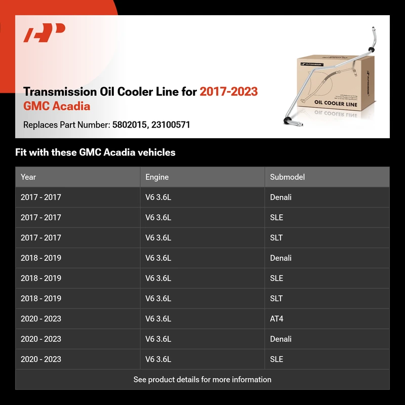 Transmission Oil Cooler Line for 2017-2023 GMC Acadia