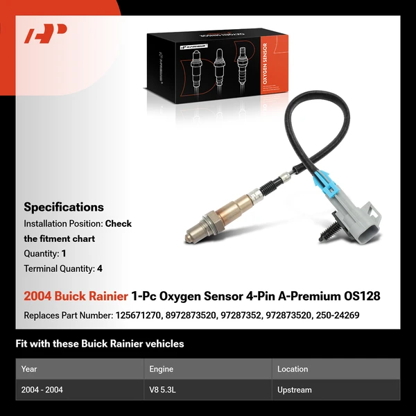 2004 Buick Rainier 1-Pc Oxygen Sensor 4-Pin A-Premium OS128
