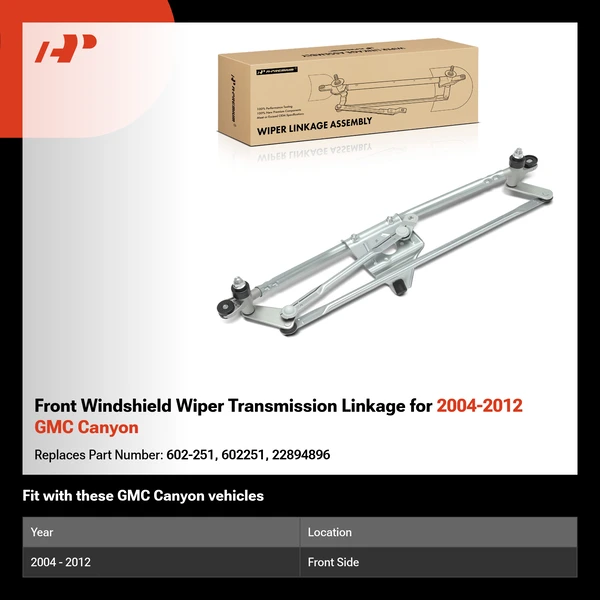 Front Windshield Wiper Transmission Linkage for 2004-2012 GMC Canyon