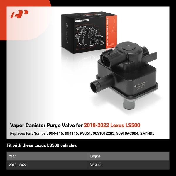 Vapor Canister Purge Valve for 2018-2022 Lexus LS500
