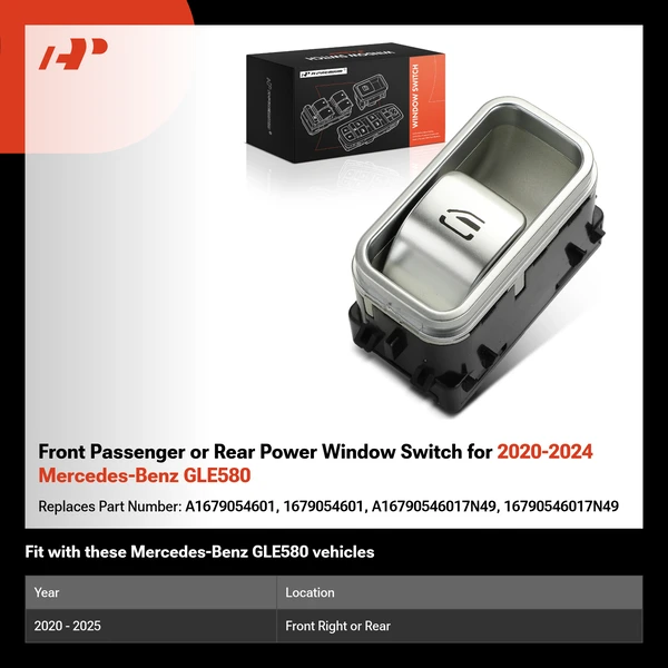 Front Passenger or Rear Power Window Switch for 2020-2024 Mercedes-Benz GLE580