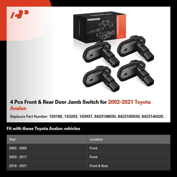 4 Pcs Front & Rear Door Jamb Switch for 2002-2021 Toyota Avalon