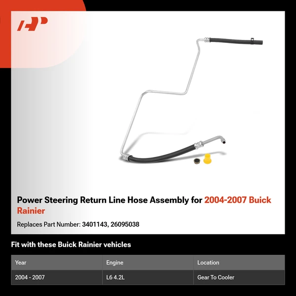 Power Steering Return Line Hose Assembly for 2004-2007 Buick Rainier