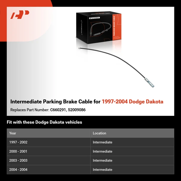 Intermediate Parking Brake Cable for 1997-2004 Dodge Dakota