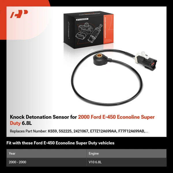 Knock Detonation Sensor for 2000 Ford E-450 Econoline Super Duty 6.8L